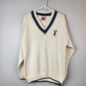 90s Vintage Mickey Mouse Collegiate Vneck Sweater